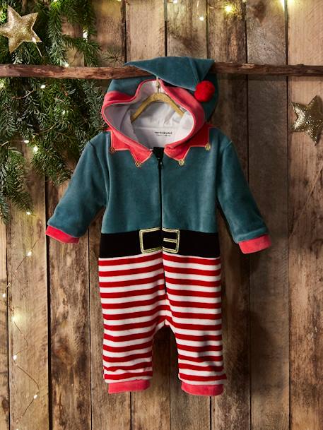 Velour 'Father Christmas' Jumpsuit, Unisex, for Babies Dark Red - vertbaudet enfant 