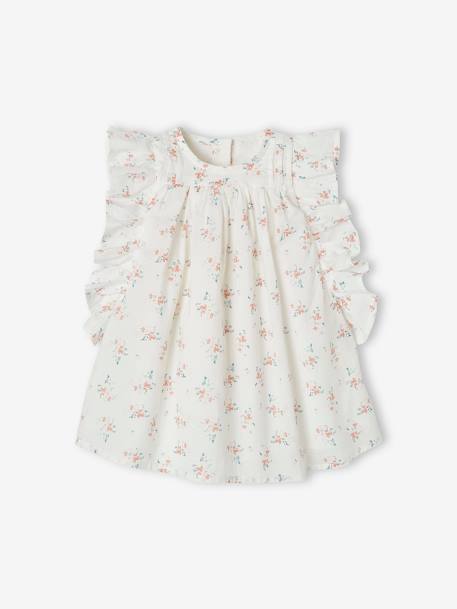 Floral Dress with Ruffles for Babies WHITE LIGHT ALL OVER PRINTED - vertbaudet enfant 