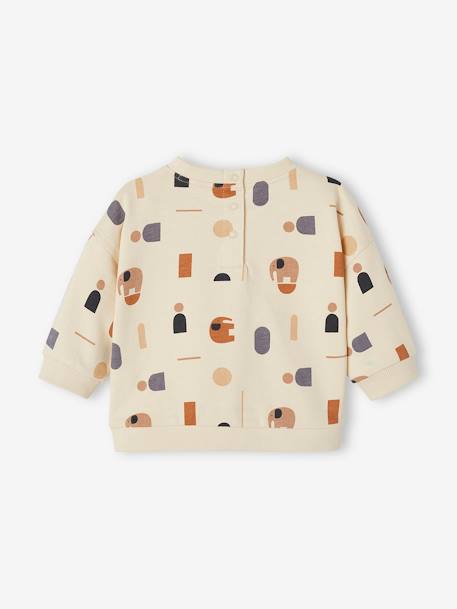 Sweat bébé en molleton motifs géométriques beige clair imprimé - vertbaudet enfant 