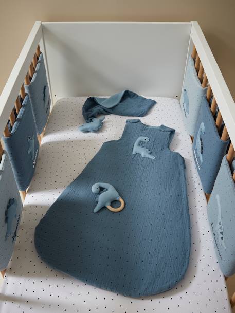Tour de lit / tour de parc pare-chocs PETIT DINO bleu grisé imprimé - vertbaudet enfant 