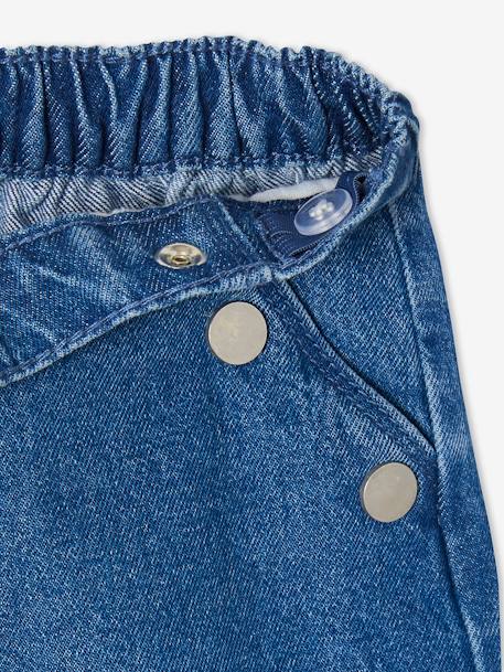 Denim Shorts with Fancy Buttons for Girls BLUE DARK WASCHED - vertbaudet enfant 