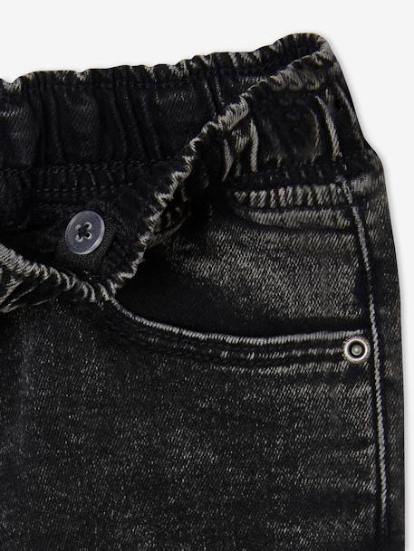 Bermuda Shorts in Denim Effect Fleece, for Boys BLACK DARK SOLID+BLUE DARK WASCHED - vertbaudet enfant 