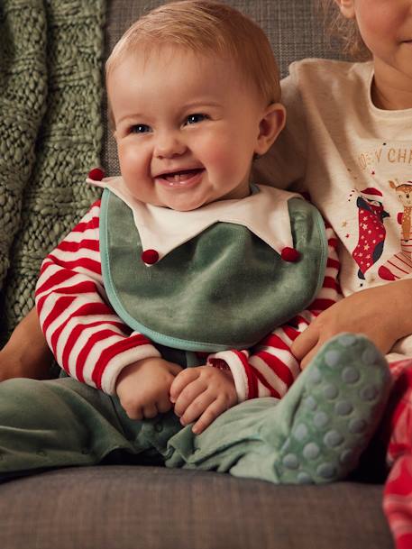 Coffret cadeau de Noël bébé dors-bien en velours + bavoir vert sapin - vertbaudet enfant 