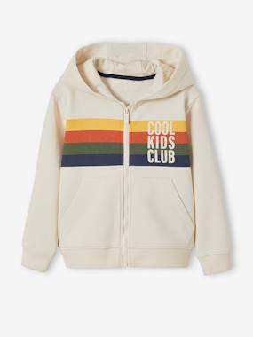 Sweat garçon zippé à capuche animation rayures - vertbaudet enfant Garçon-Sweat garçon zippé à capuche animation rayures