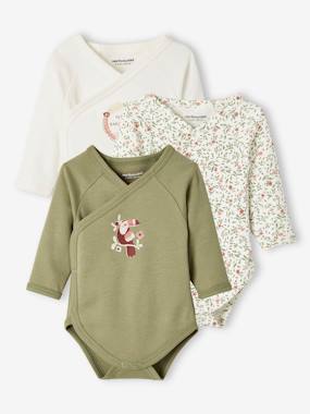 Baby-Pack of 3 Jungle Long Sleeve Bodysuits for Newborn Babies