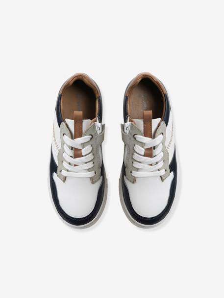 Leather Trainers with Laces & Zips for Boys BLUE DARK TWO COLOR/MULTICOL - vertbaudet enfant 