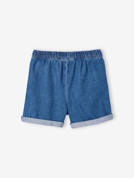 Denim Shorts with Fancy Buttons for Girls BLUE DARK WASCHED - vertbaudet enfant 