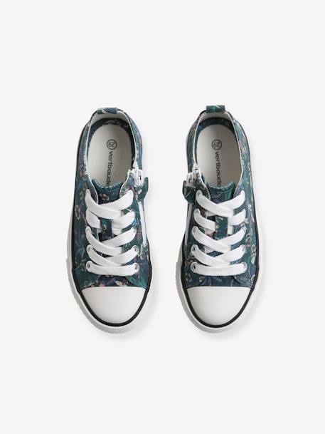 Trainers in Fancy Fabric, for Girls GREEN DARK ALL OVER PRINTED+PINK MEDIUM SOLID+printed white - vertbaudet enfant 