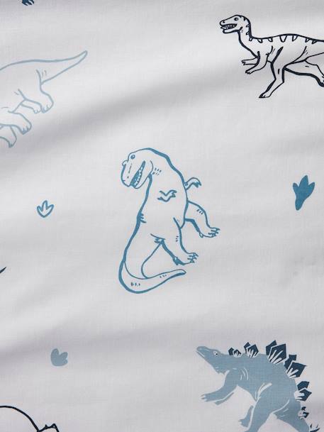 Duvet Cover & Pillowcase Set for Children, Hello Dinos, Basics WHITE LIGHT ALL OVER PRINTED - vertbaudet enfant 