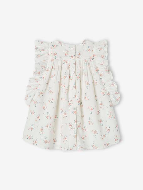 Floral Dress with Ruffles for Babies WHITE LIGHT ALL OVER PRINTED - vertbaudet enfant 