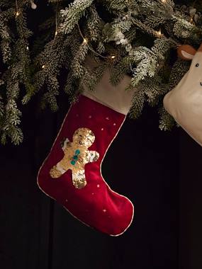Christmas Stocking with Reversible Sequins, Gingerbread Man  - vertbaudet enfant