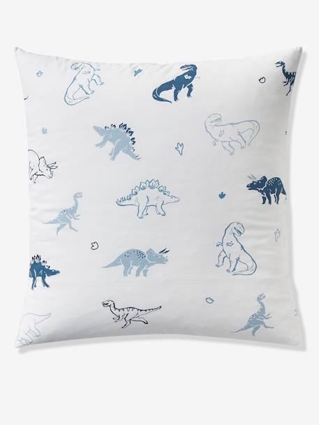 Duvet Cover & Pillowcase Set for Children, Hello Dinos, Basics WHITE LIGHT ALL OVER PRINTED - vertbaudet enfant 