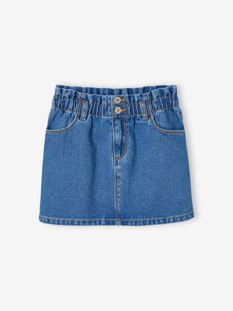 Denim Paperbag Skirt for Girls BLUE DARK WASCHED - vertbaudet enfant 