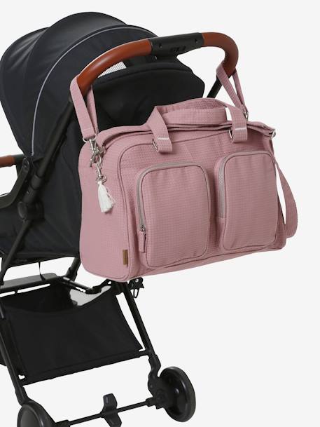 Changing Bag with Several Pockets, in Cotton Honeycomb Fabric, Family PINK LIGHT SOLID - vertbaudet enfant 