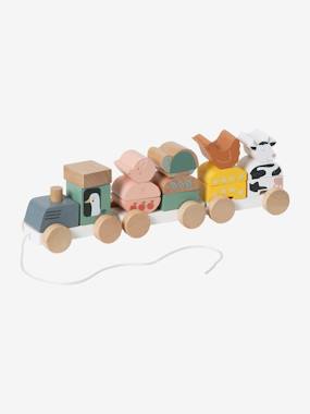 -Wooden Pull-Along Train with Several Activities - FSC® Certified