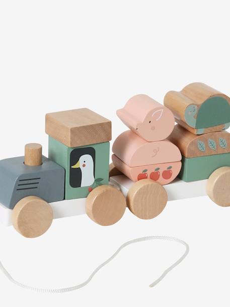 Wooden Pull-Along Train with Several Activities - FSC® Certified BEIGE LIGHT SOLID WITH DESIGN - vertbaudet enfant 