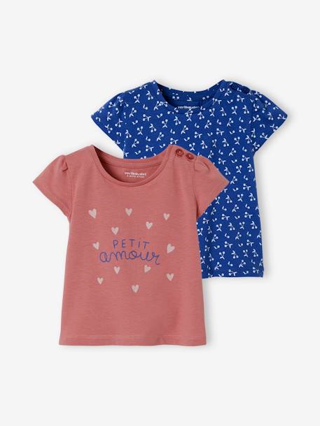 Lot de 2 T-shirts bébé fille manches courtes lot bois de rose - vertbaudet enfant 