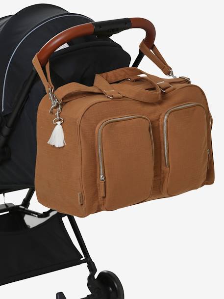 Sac à langer multipoches en gaze de coton Family L caramel - vertbaudet enfant 