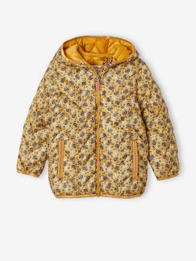 Girls-Lightweight Padded Jacket with Hood & Printed Motifs for Girls