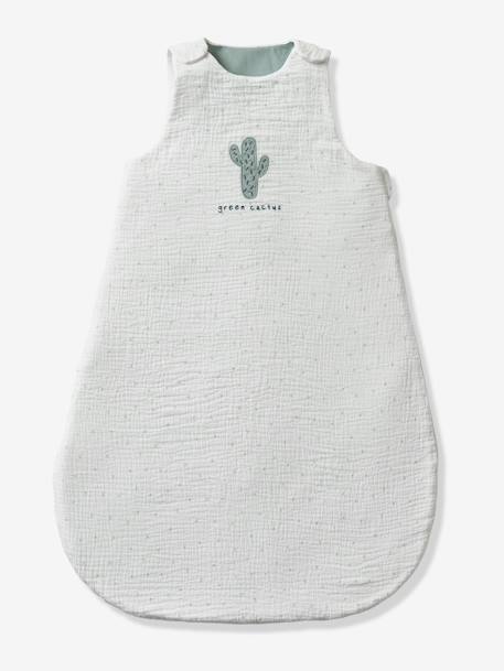 Summer Special Baby Sleep Bag in Organic Cotton* Gauze, Cactus WHITE LIGHT ALL OVER PRINTED - vertbaudet enfant 
