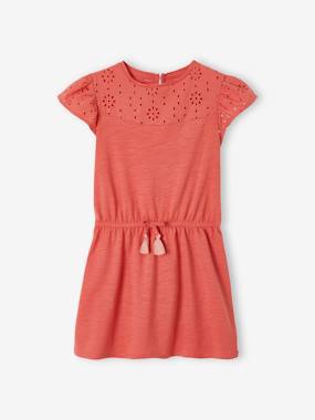 Dress with Details in Broderie Anglaise for Girls  - vertbaudet enfant
