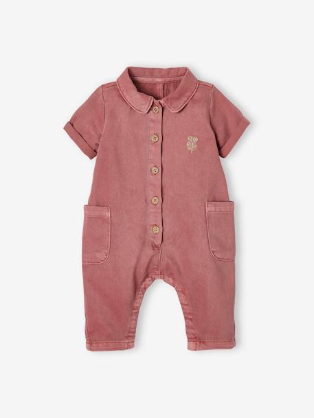 Short Sleeve Jumpsuit for Babies PURPLE DARK SOLID - vertbaudet enfant 