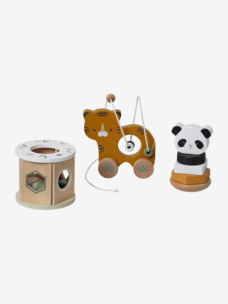 Tanzania Box Set with 3 Early Learning Toys in FSC® Wood BROWN LIGHT SOLID WITH DESIGN - vertbaudet enfant 