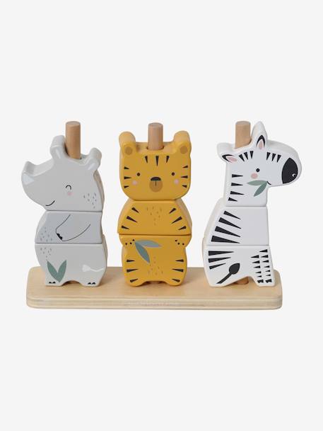 Animaux à empiler Jungle en bois FSC® Multicolore - JUNGLE - vertbaudet enfant 