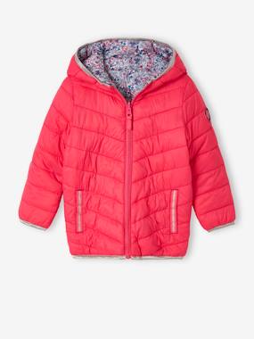 Girls-Coats & Jackets-Reversible Lightweight Padded Jacket with Padding in Recycled Polyester, for Girls