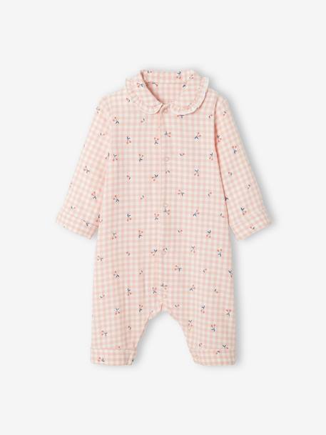 Pyjama bébé en flanelle de coton ouverture naissance carreaux rose thé - vertbaudet enfant 