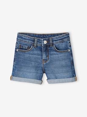 -Denim Shorts with Turn-Ups, for Girls