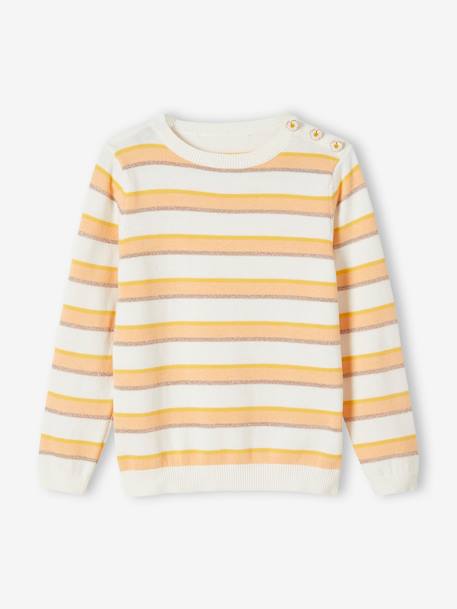 Top with Iridescent Stripes, for Girls YELLOW DARK STRIPED - vertbaudet enfant 