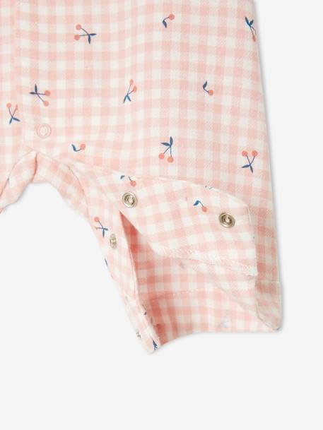 Cotton Flannel Sleepsuit for Babies PINK MEDIUM CHECKS - vertbaudet enfant 