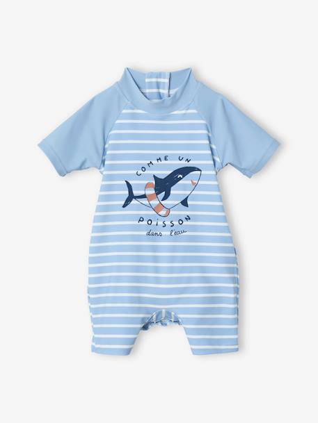 UV-Protection Swimsuit for Baby Boys BLUE MEDIUM STRIPED - vertbaudet enfant 