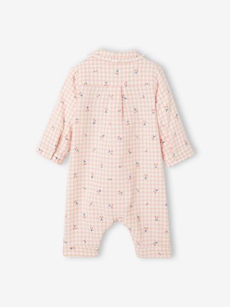 Pyjama bébé en flanelle de coton ouverture naissance carreaux rose thé - vertbaudet enfant 