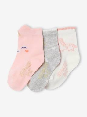 Baby-Socks & Tights-Pack of 3 Pairs of Unicorn Socks for Baby Girls