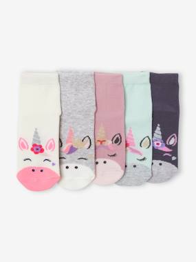 Girls-Underwear-Pack of 5 Pairs of Unicorn Socks