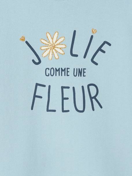 Sweatshirt with Message & Iridescent Details for Girls BLUE LIGHT SOLID+BLUE LIGHT SOLID WITH DESIGN+ecru+lilac+PINK LIGHT SOLID WITH DESIGN+PURPLE DARK SOLID WITH DESIGN+Red+rosy apricot+sweet pink - vertbaudet enfant 