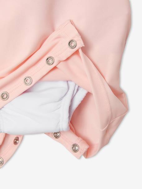 UV Protection Swimsuit for Baby Girls PINK LIGHT SOLID WITH DESIGN - vertbaudet enfant 