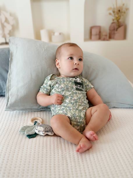 Short Sleeve Jungle Bodysuit, for Babies WHITE LIGHT ALL OVER PRINTED - vertbaudet enfant 