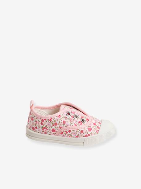 Fabric Trainers with Elastic, for Baby Girls BLUE LIGHT SOLID WITH DESIGN+PINK MEDIUM ALL OVER PRINTED+sage green - vertbaudet enfant 
