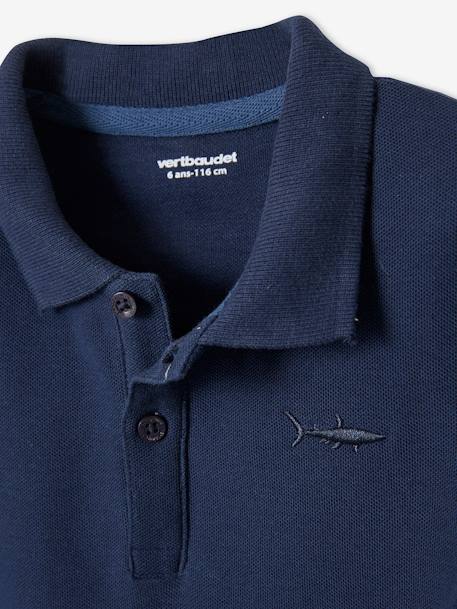 Polo garçon manches courtes broderie poitrine blanc+bleu+jaune pâle+kaki clair+MARINE+terracotta - vertbaudet enfant 