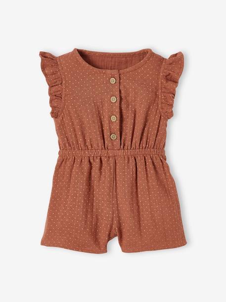 Cotton Gauze Jumpsuit for Babies RED MEDIUM ALL OVER PRINTED - vertbaudet enfant 