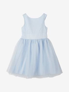-Girls' Sateen & Tulle Occasion Dress