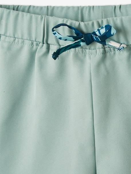 Techno Sports Shorts, Stripes with Floral Motifs, for Girls BLUE DARK SOLID - vertbaudet enfant 