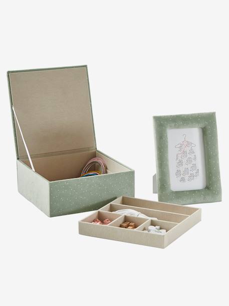 Gift Box Set, Frame + Storage Box in Velour GREEN LIGHT SOLID WITH DESIGN - vertbaudet enfant 