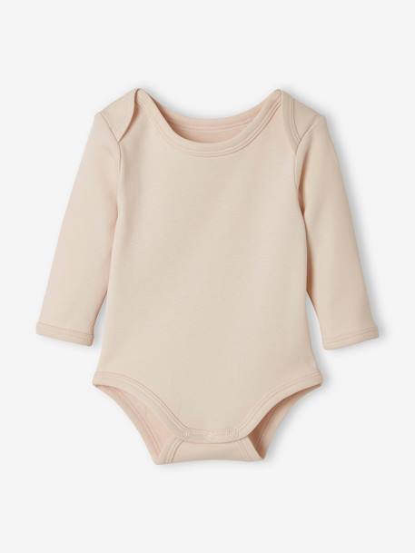 Pack of 5 Long-Sleeved Bodysuits for Newborn Babies BEIGE MEDIUM TWO COLORS/MULTIC - vertbaudet enfant 