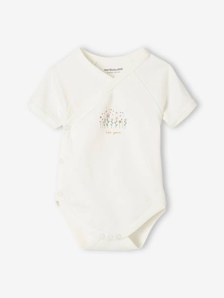 Pack of 5 Short Sleeve Bodysuits for Newborn Babies BLUE LIGHT TWO COLOR/MULTICOL - vertbaudet enfant 