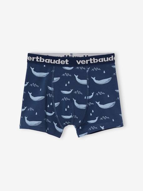 Pack of 5 Stretch Whale Boxer Shorts for Boys BLUE LIGHT ALL OVER PRINTED - vertbaudet enfant 