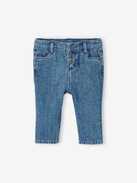 Seersucker Gingham Blouse + Wide Jeans Combo, for Babies YELLOW MEDIUM CHECKS - vertbaudet enfant 